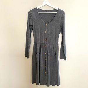 Gray Skater Dress Round Neck